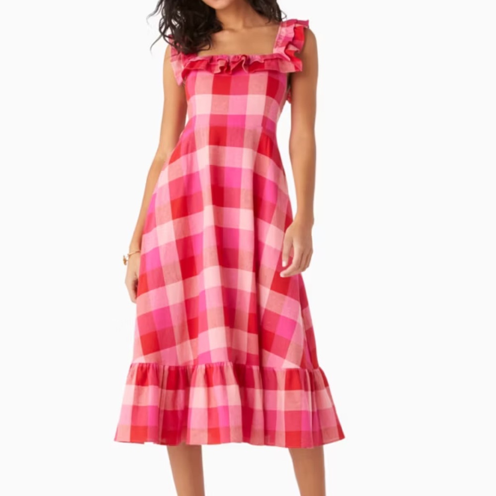 Kate Spade Picnic Woven Ruffle Midi Dress (size s)